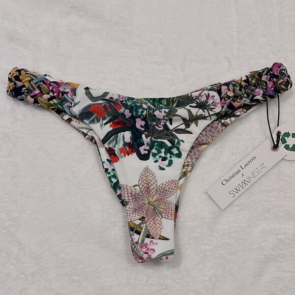 Christian Lacroix Bikini Bottom Cheeky Thong Bathing Suit Swiminista Tropical - Picture 1 of 8